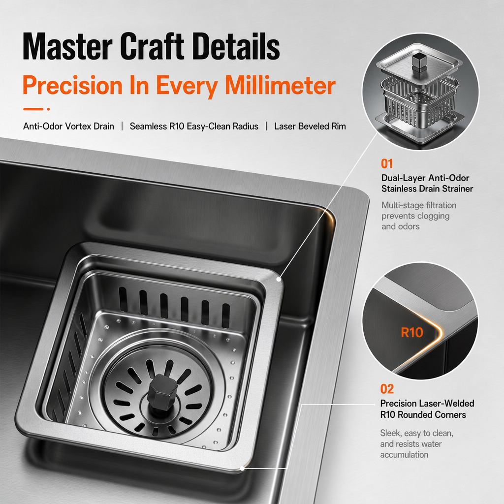 5D Nano Stainless Steel Smart Workstation Kitchen Sink, Waterfall Pull‑Out Faucet with Cup Rinser, Digital Temperature Display All‑in‑One Deep Basin Sink for Modern Kitchen