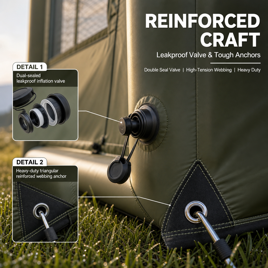 4x3M Luxury Inflatable Glamping Cabin Tent, 5‑8 Person 12㎡ Spacious Air Tent, Waterproof Windproof Instant Setup House Tent for Outdoor Camping Group Gathering